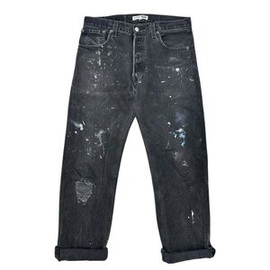 RE/DONE Upcycled Vintage Levi's Black Paint Splatter Slim Straight Leg Jeans